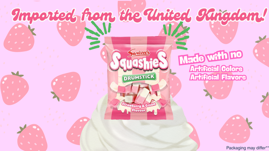 Swizzels Squashies β Strawberry Cream Flavor | Imported UK Candy | Soft Chewy Gummies