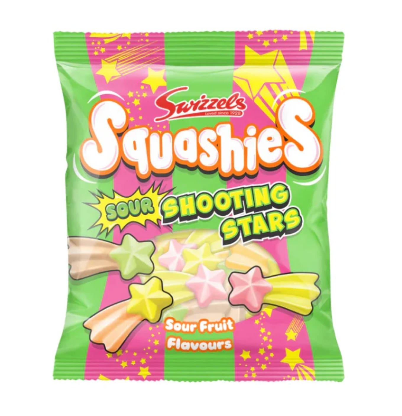 Swizzels Squashies – Shooting Stars Sour Fruit Flavor | Imported UK Candy | Soft & Chewy