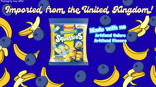 Swizzels Squashies – Banana & Blueberry Flavor Imported UK Candy | Soft Chewy Gummies