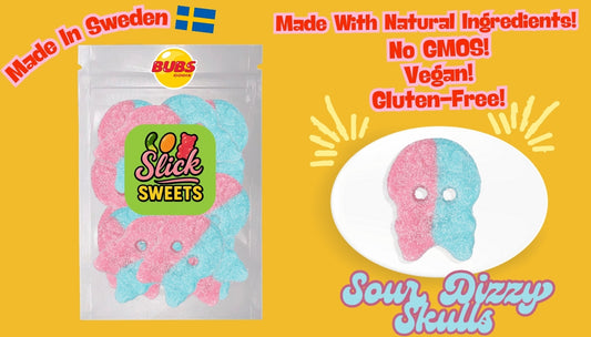 Bubs Sour Dizzy Skulls – Swedish Foamy Soft Candy