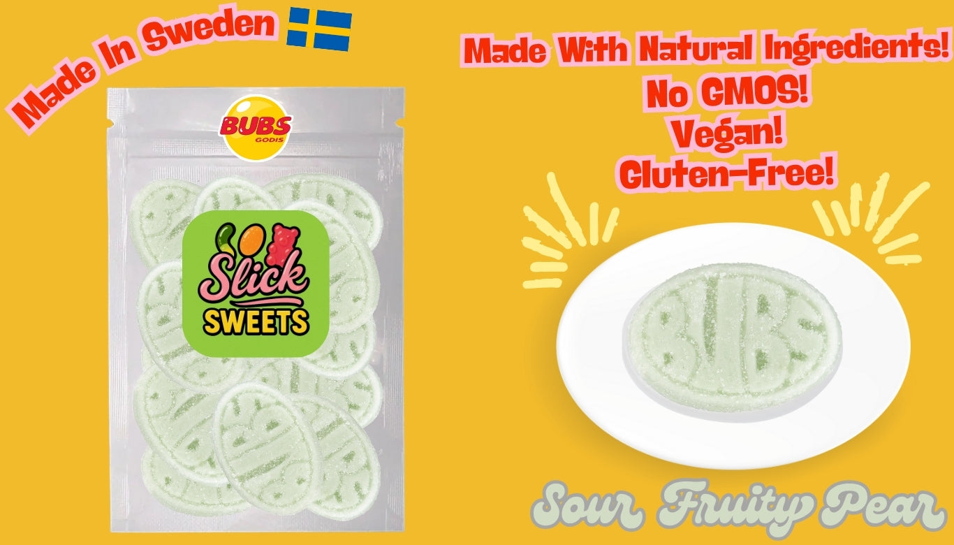 Bubs Sour Fruity Pear Ovals – Swedish Foamy Soft Candy