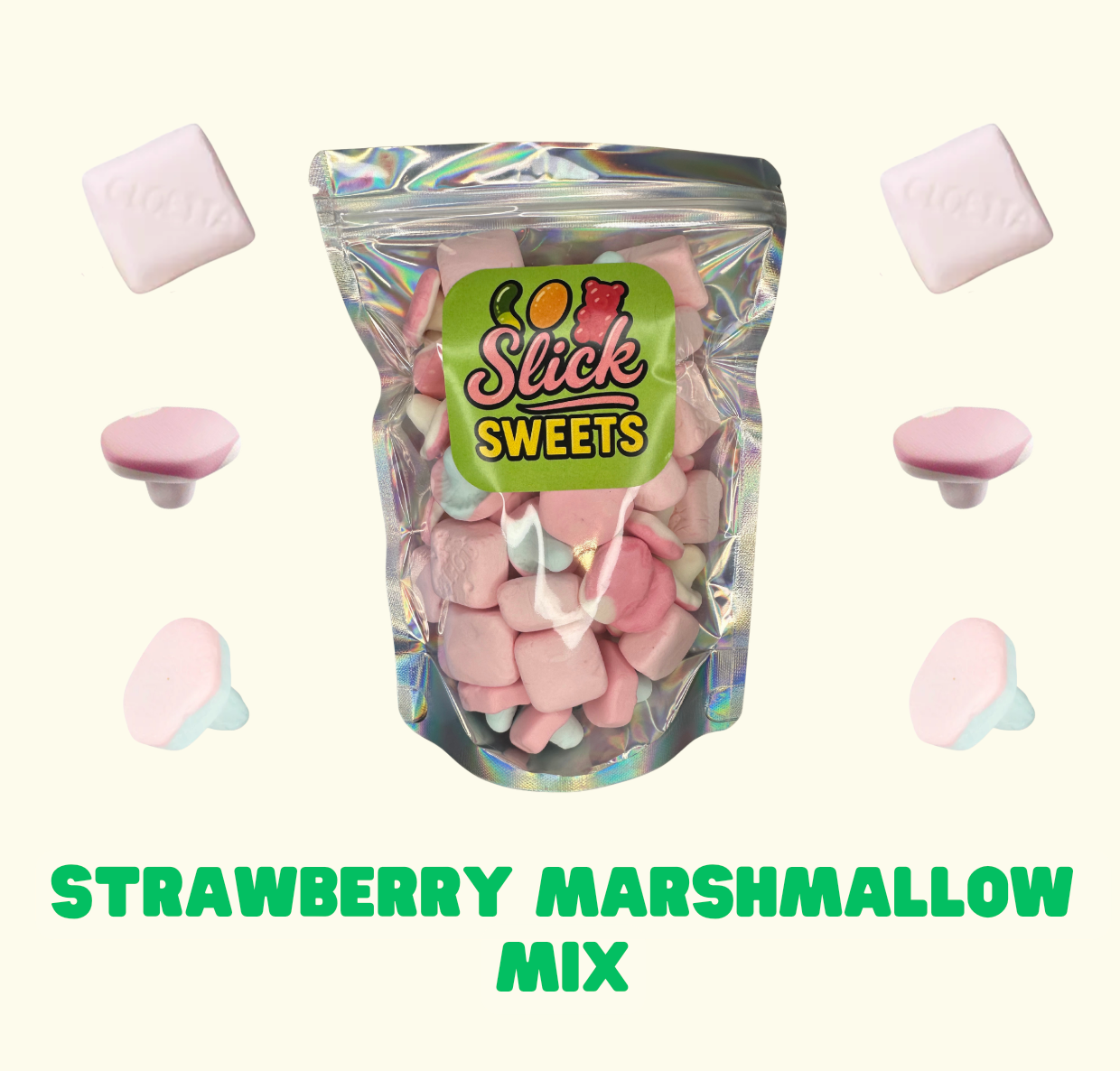 Swedish Candy - Fizzy Mushrooms, Malaco Mushrooms, Strawberry Foam Marshmallows